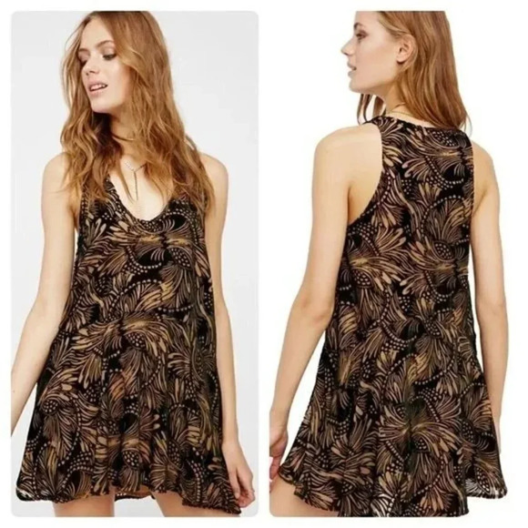 Free People Ellie Burnout Velvet Mini Dress - Picture 1 of 9